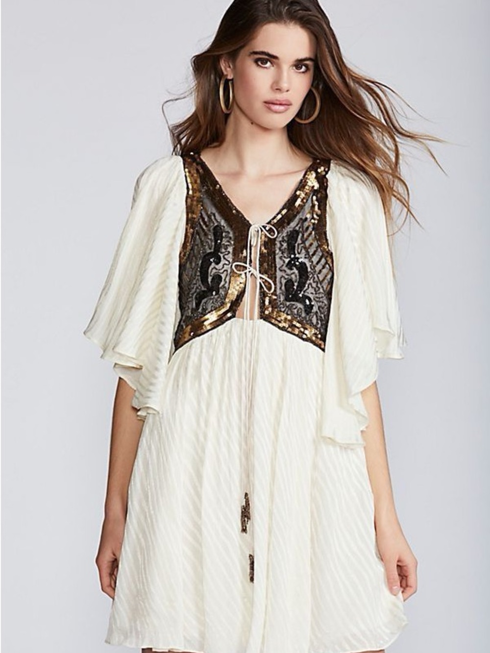 Free People Ivory Dress with Gold & Black Sequins